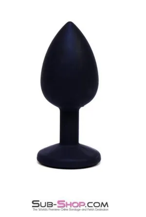 0220M      Black Silicone Mini Anal Plug with Pink Crystal Base - MEGA Deal