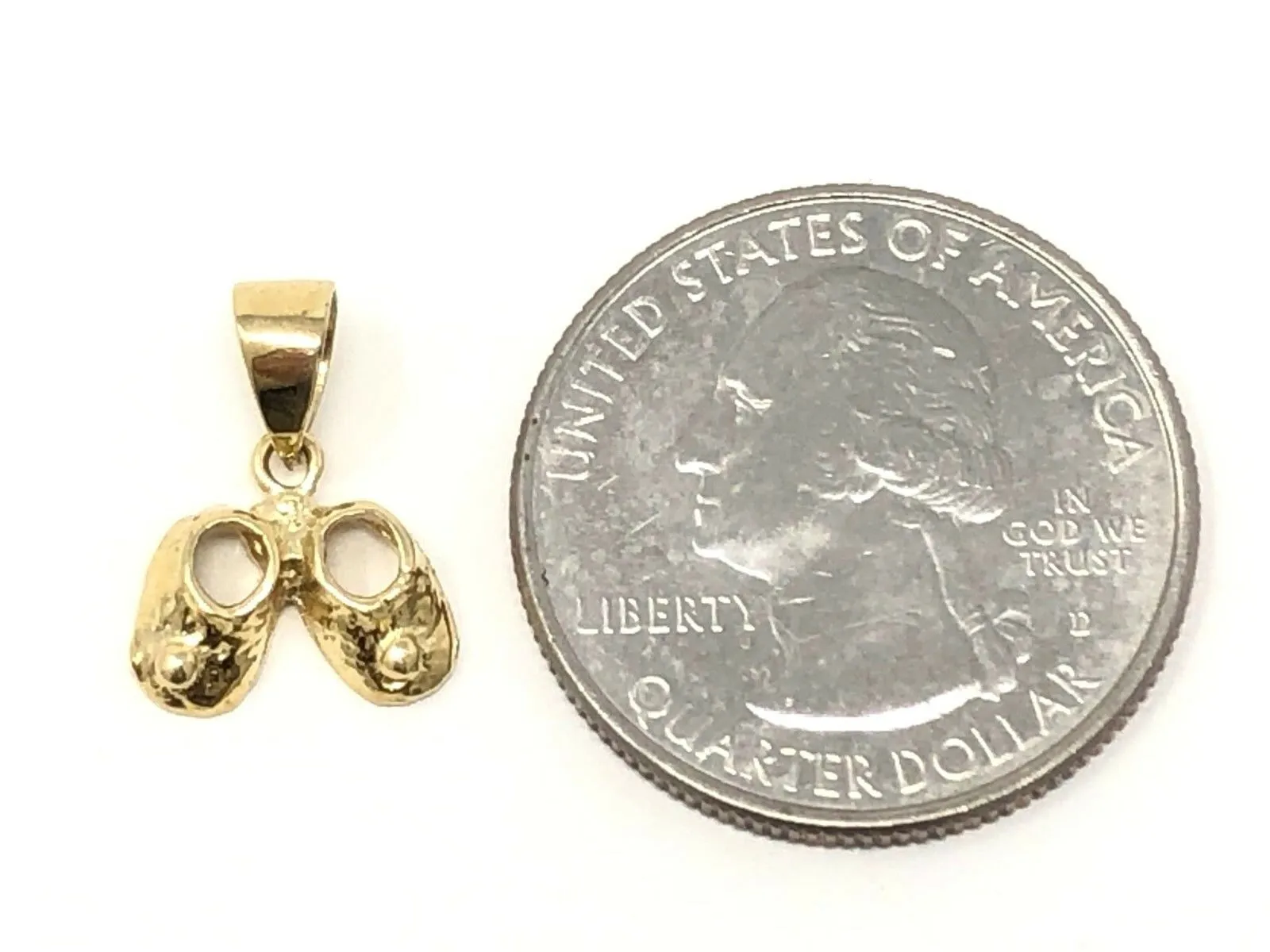 14k Yellow Gold Solid Newborn Infant Bootie Baby Shoes Charm Pendant 1 gram