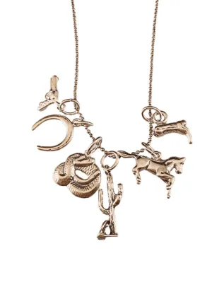 16” Wild West Charm Necklace with Solid Sterling Silver Charms