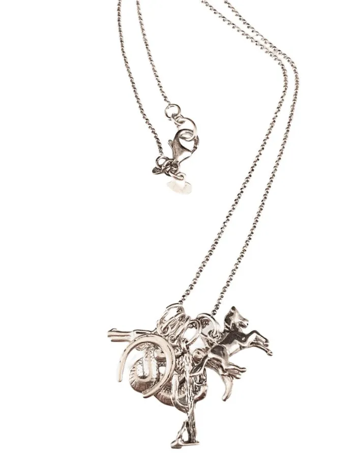 16” Wild West Charm Necklace with Solid Sterling Silver Charms