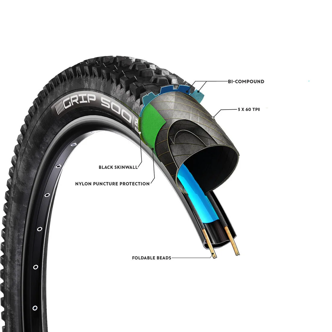 27.5" x 2.4 Mountain Bike Tyre Grip 500