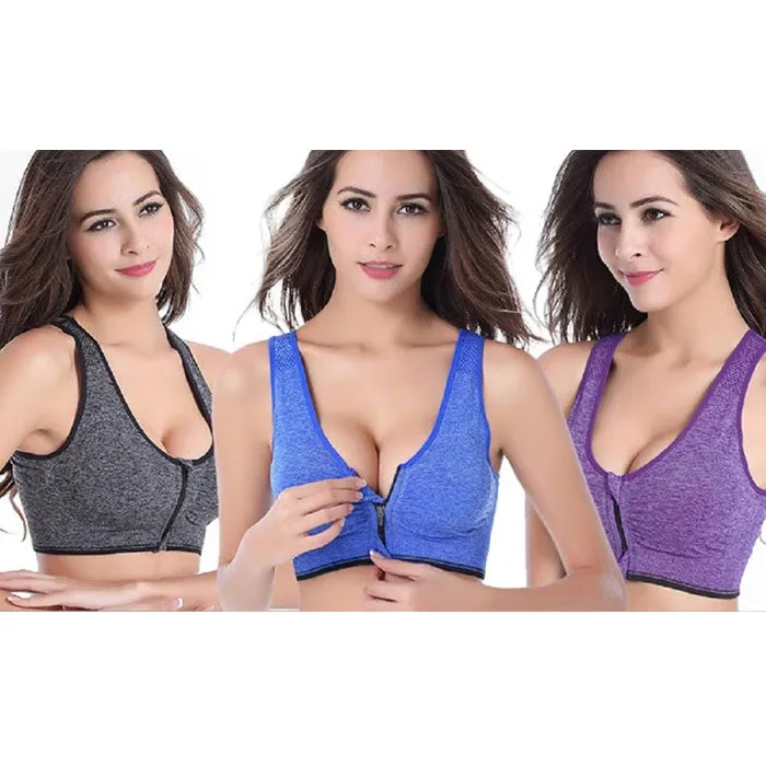 3-Pack : Incredible Endurance Front-Zip Sports Bra