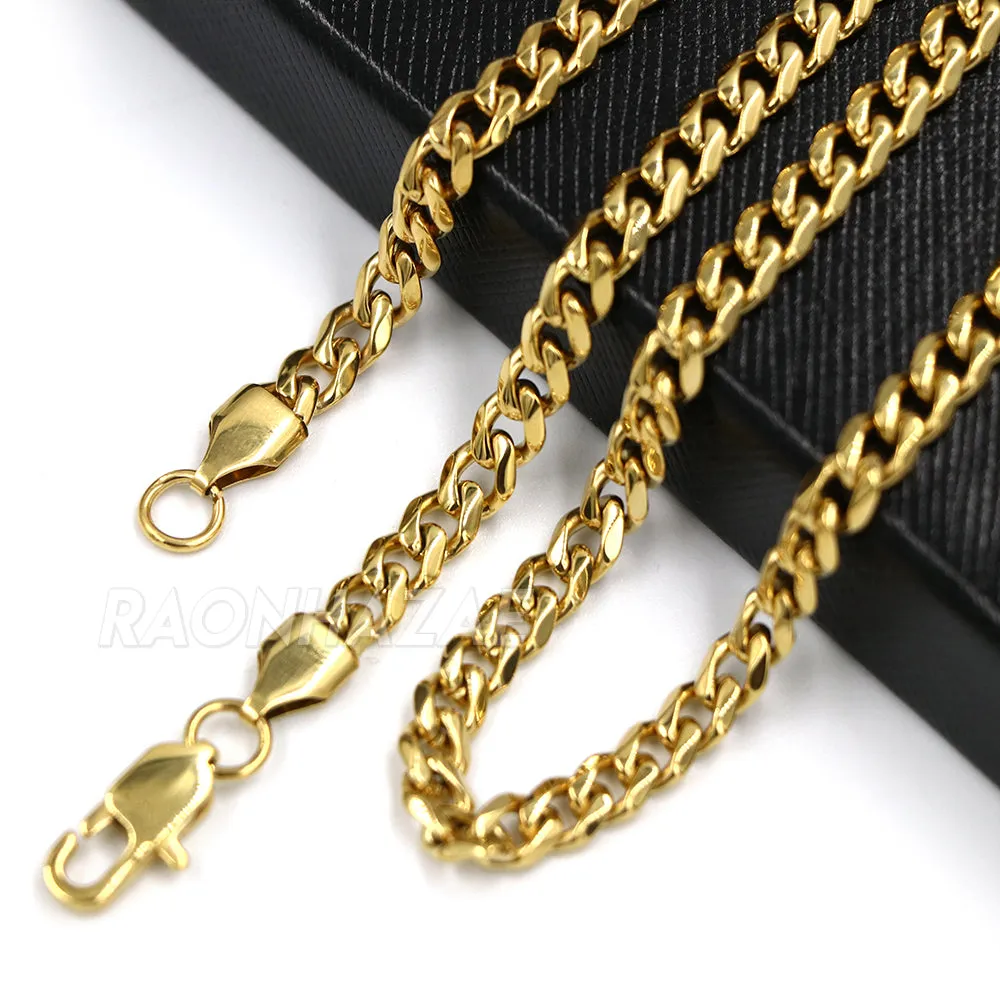316L Stainless Blinged Out Barber Shop Chop Chop Pendant w 4mm Miami Cuban Chain