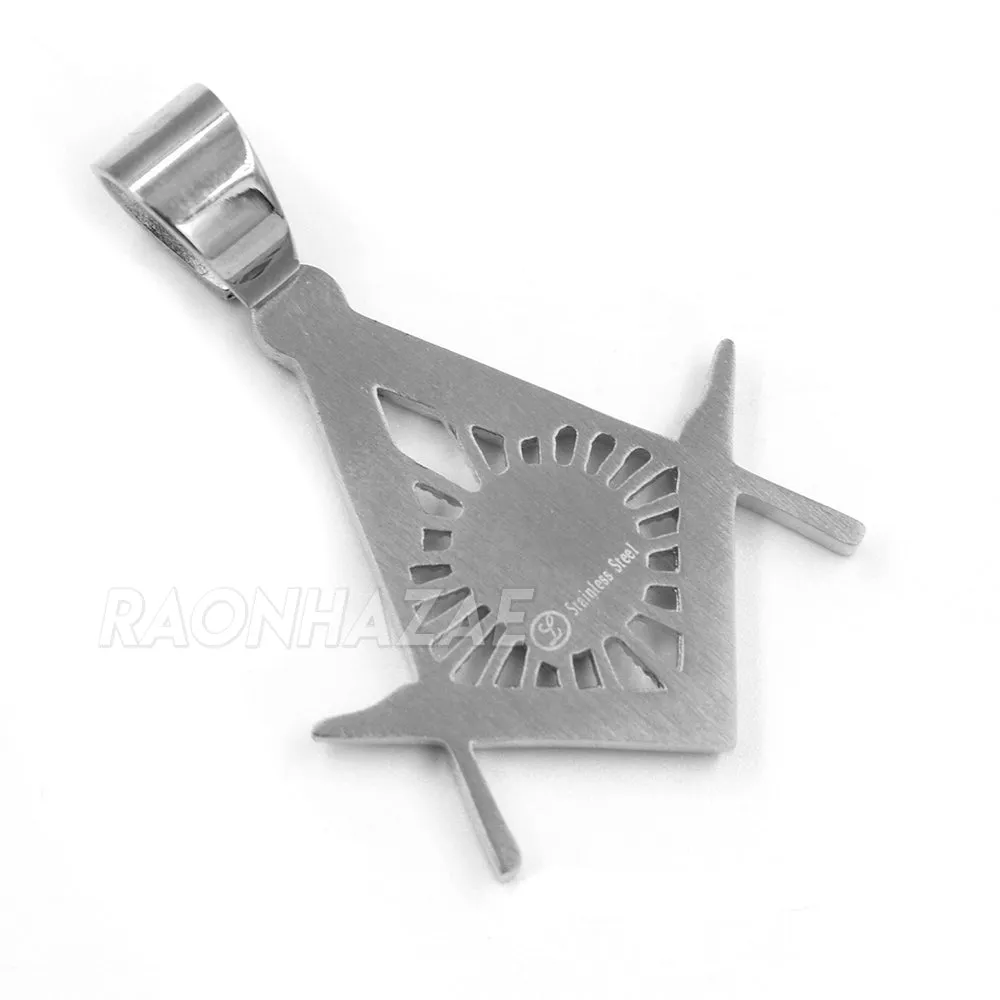 316L Stainless Blinged Out Masonic Grand Mason Pendant w/ 4mm Miami Cuban Chain