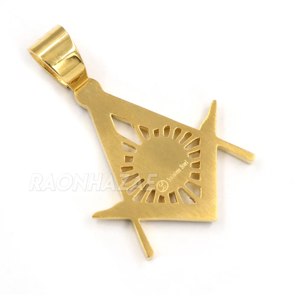 316L Stainless Blinged Out Masonic Grand Mason Pendant w/ 4mm Miami Cuban Chain