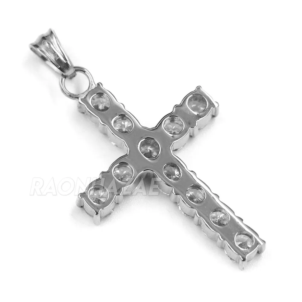 316L Stainless Blinged Out Mini Jesus Piece Charm Pendant w/ 4mm Miami Cuban Chain