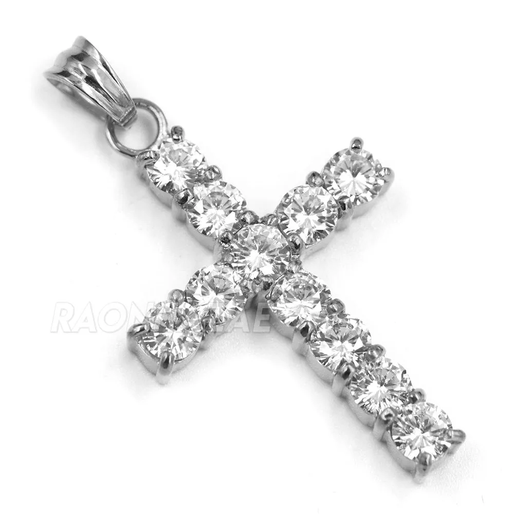 316L Stainless Blinged Out Mini Jesus Piece Charm Pendant w/ 4mm Miami Cuban Chain