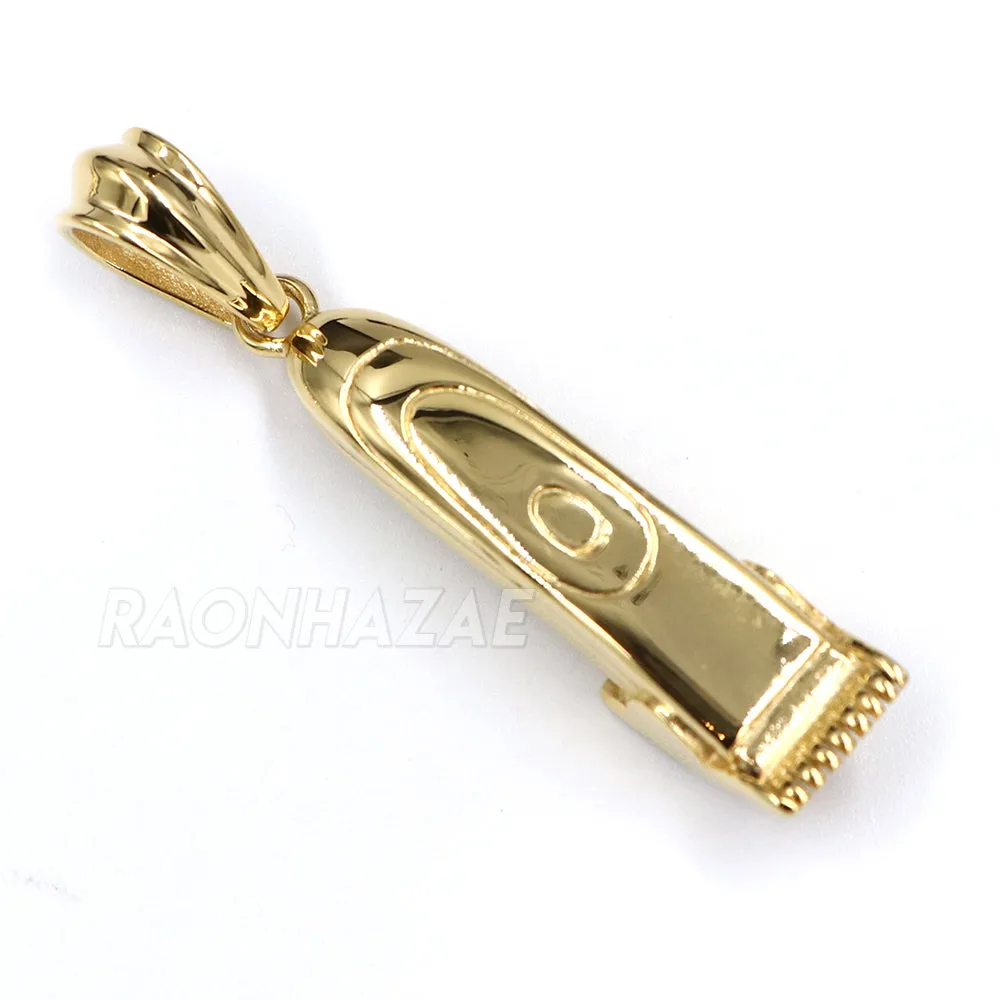 316L Stainless Cali Chop Shop Barber Razor Pendant w/ 4mm Miami Cuba Chain