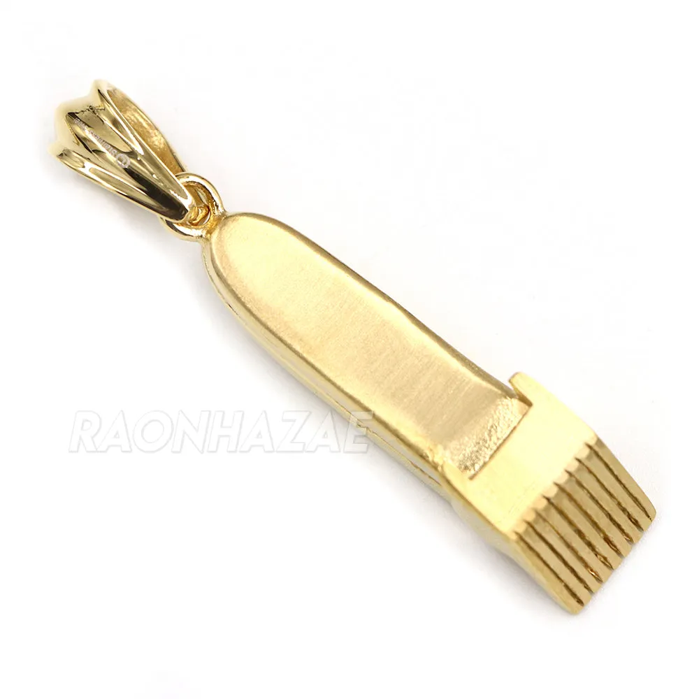 316L Stainless Cali Chop Shop Barber Razor Pendant w/ 4mm Miami Cuba Chain