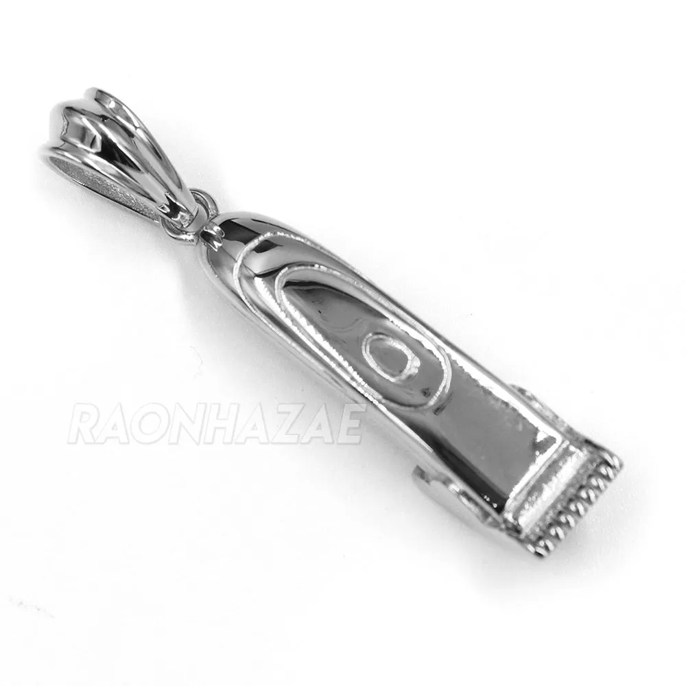 316L Stainless Cali Chop Shop Barber Razor Pendant w/ 4mm Miami Cuba Chain