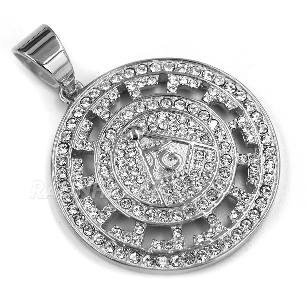 316L Stainless Freemasonry Grand Lodge Compass Pendant w/ 4mm Miami Cuba Chain