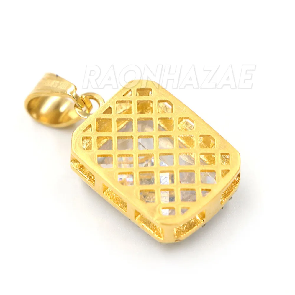 316L Stainless Steel Hip Hop Tesseract Charm Pendant w/ 5mm Miami Cuban Chain