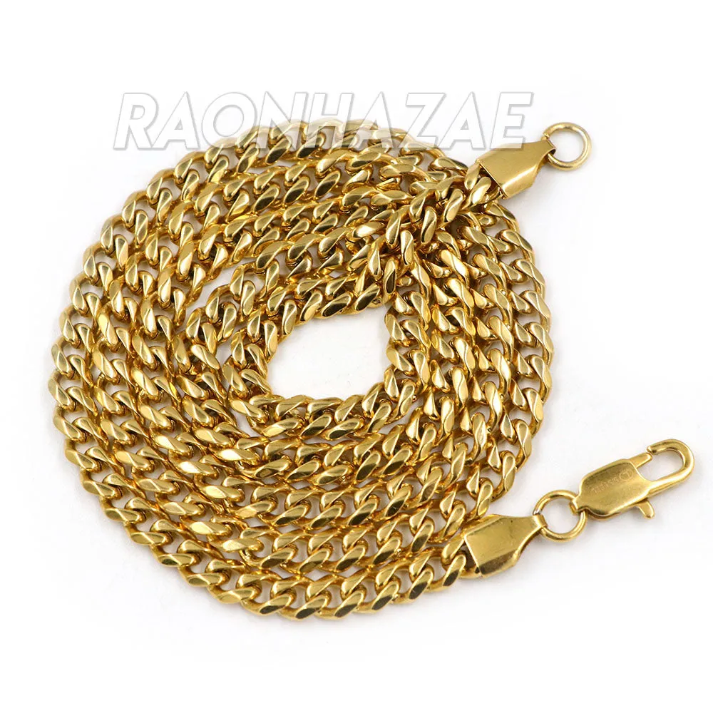 316L Stainless Steel Hip Hop Tesseract Charm Pendant w/ 5mm Miami Cuban Chain
