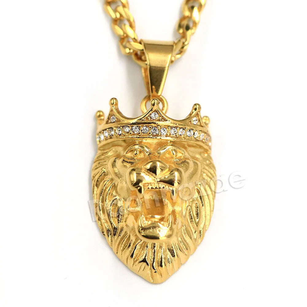 316L Stainless Steel Lion King Blinged Out Pendant w/ 4mm Miami Cuban Chain
