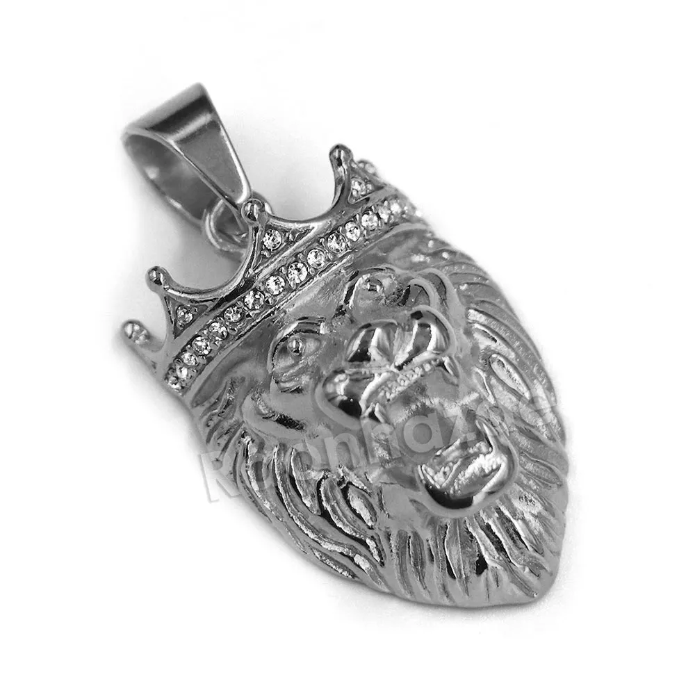 316L Stainless Steel Lion King Blinged Out Pendant w/ 4mm Miami Cuban Chain