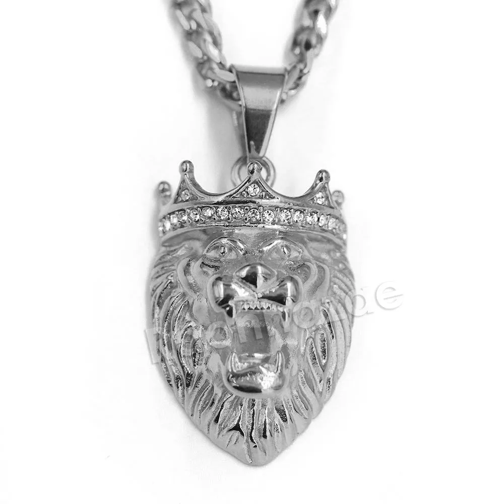 316L Stainless Steel Lion King Blinged Out Pendant w/ 4mm Miami Cuban Chain