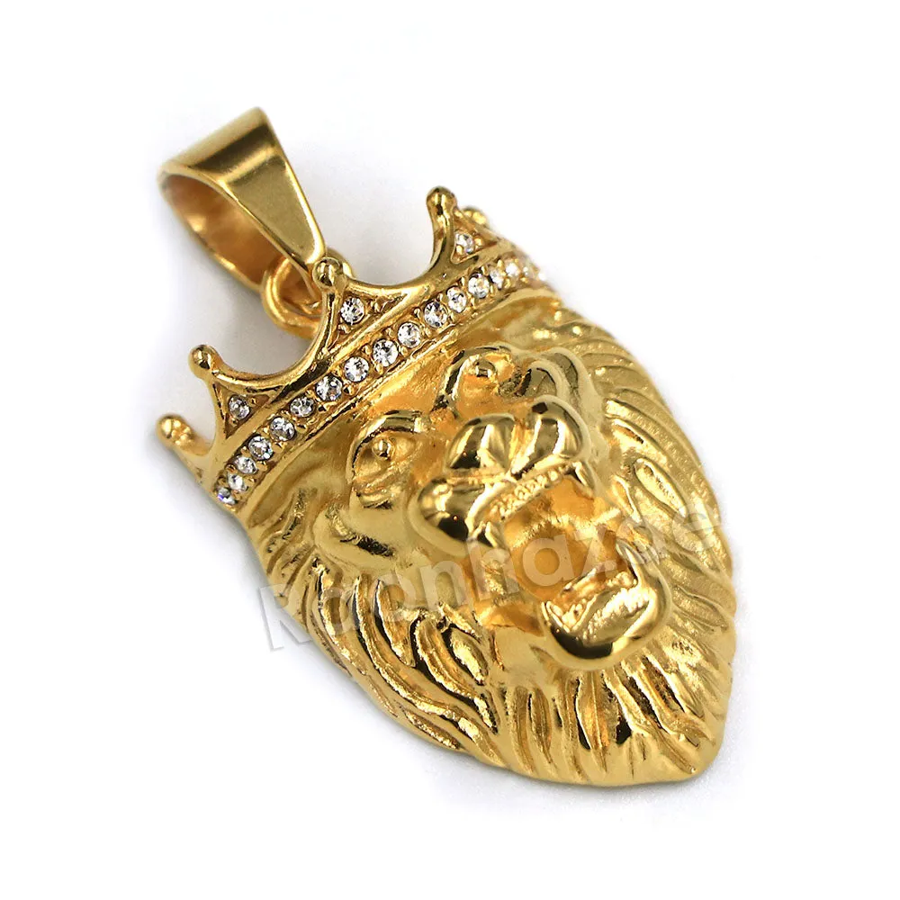 316L Stainless Steel Lion King Blinged Out Pendant w/ 4mm Miami Cuban Chain