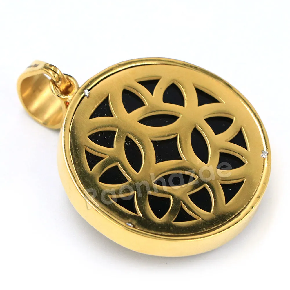 316L Stainless Steel Medallion Iced BLK Jaguar Pendant w/ 4mm Miami Cuban Chain