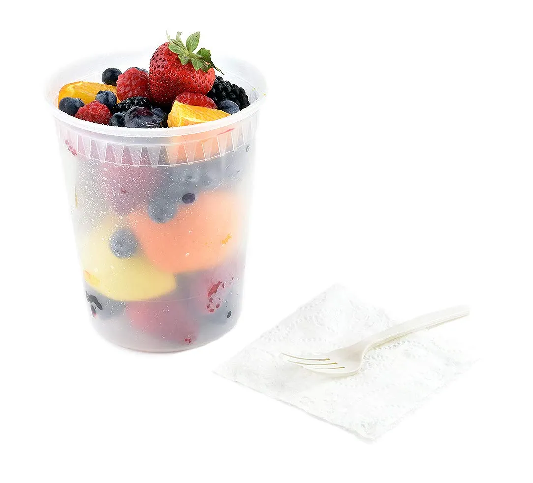 [40 SETS] Reusable Food Storage Containers with Lids - 32 oz Plastic Takeout Deli Counter Combo Pack Microwaveable Freezer Safe BPA Free Home Delicatessen Restaurant Packaging or Pantry Organization