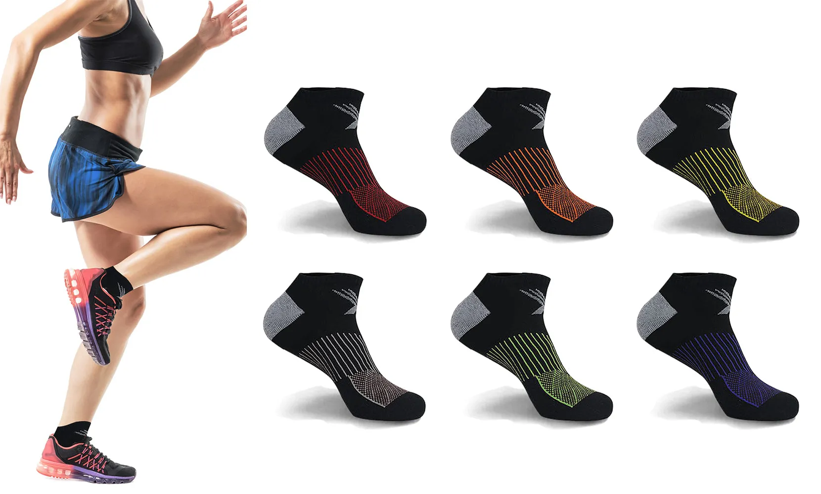6-Pairs: Elite Super Lite Cushioned Recovery and Performance Ankle Socks