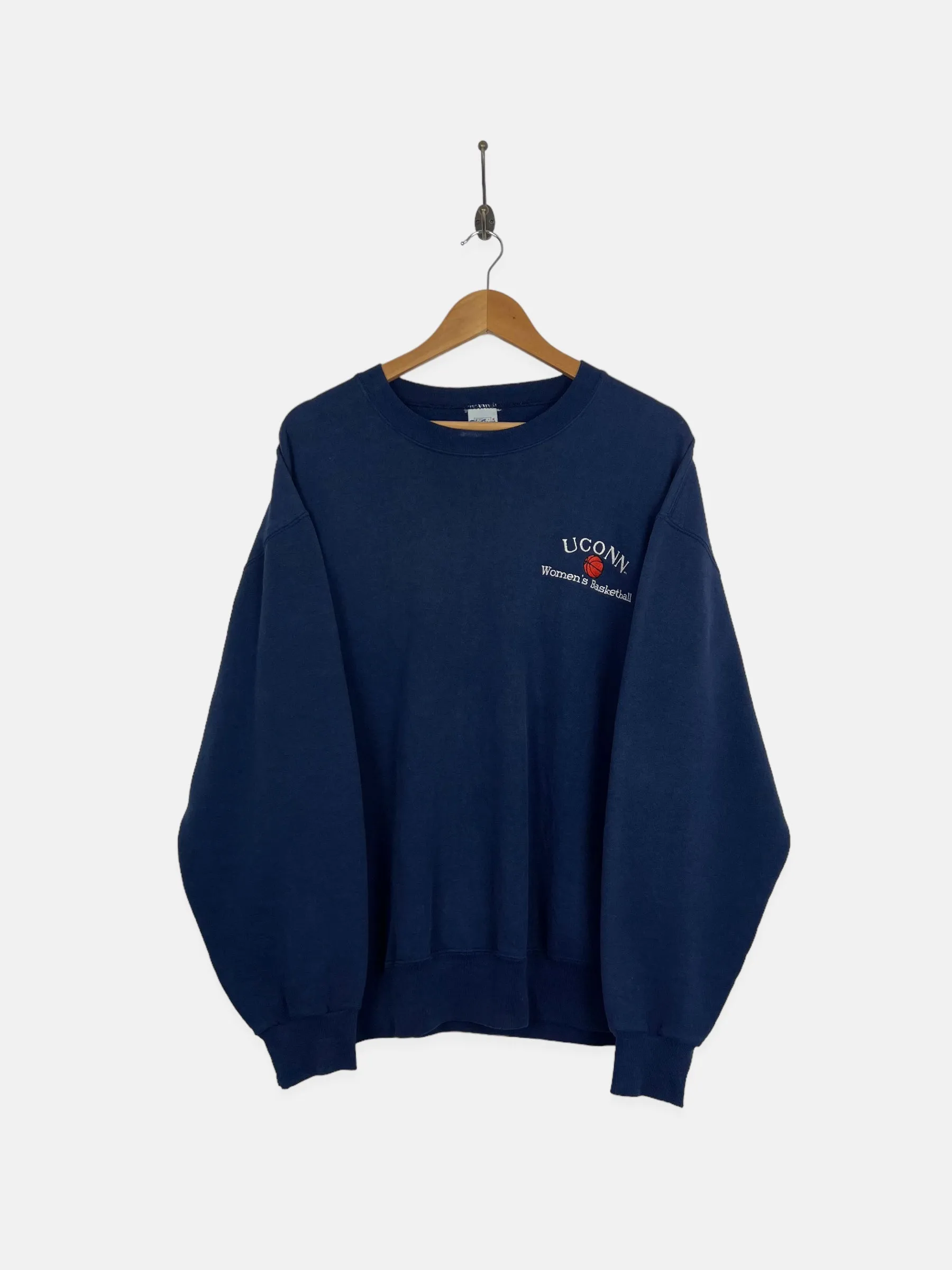 90's UConn Womens Basketball USA Made Embroidered Vintage Sweatshirt Size L