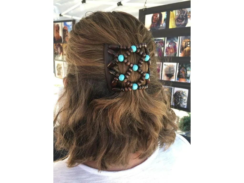 African Butterfly Chameleon Hair Comb - Dupla Brown 65