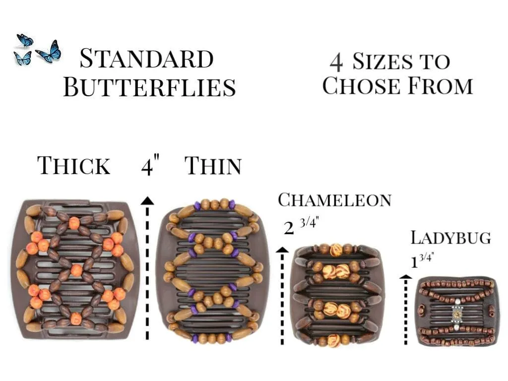 African Butterfly Chameleon Hair Comb - Dupla Brown 65