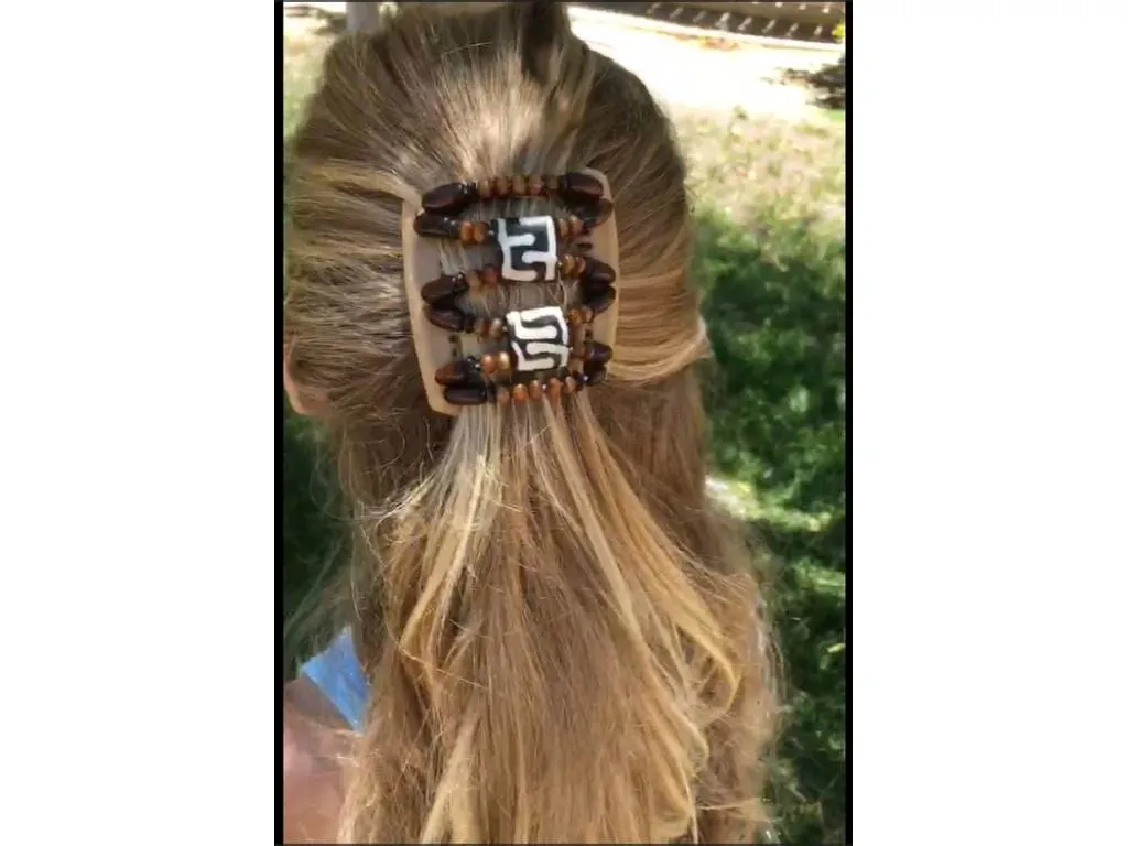 African Butterfly Chameleon Hair Comb - Dupla Brown 65