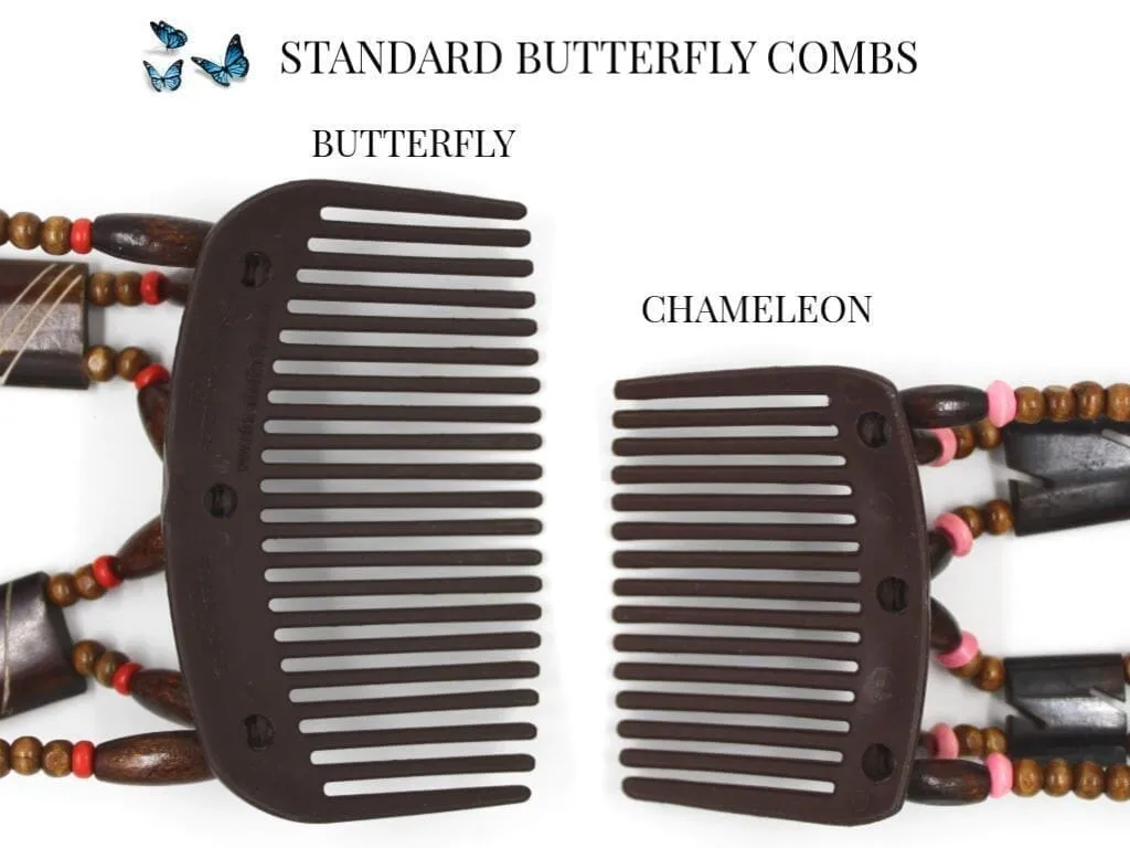 African Butterfly Chameleon Hair Comb - Dupla Brown 65