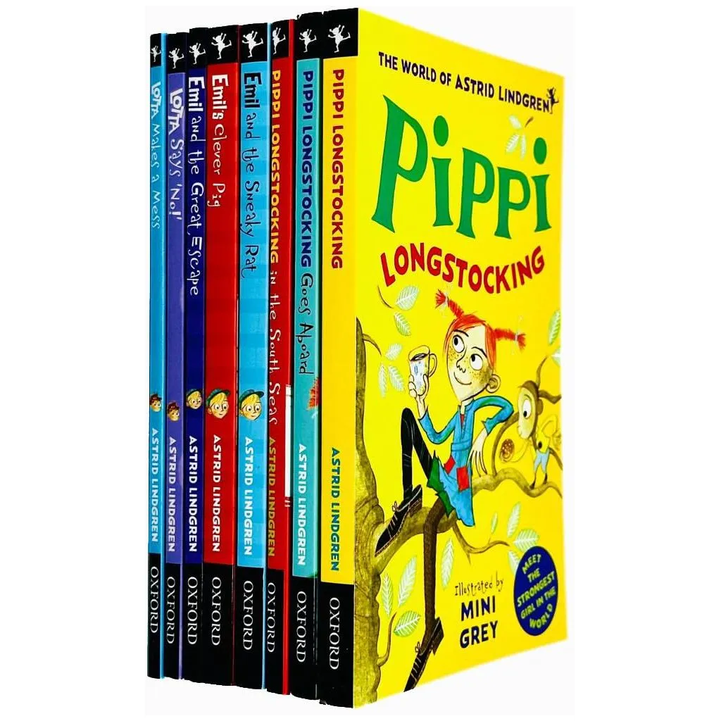 Astrid Lindgren Collection 8 Books Set (Pippi Longstocking, Goes Aboard, in the South Seas)