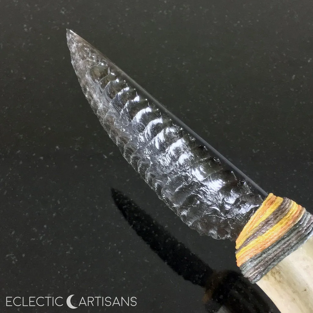 Aurora Mist Obsidian Blade Athame w/Wart Hog Tusk Handle - 11.00 inch