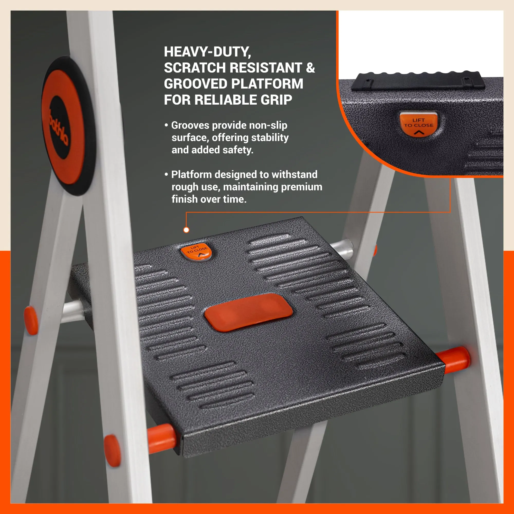 Bathla Advance Pro 6-Step Foldable Aluminium Ladder for Home | Heavy Duty & Anti-Slip Steps | 7 Year Manufacturer Warranty