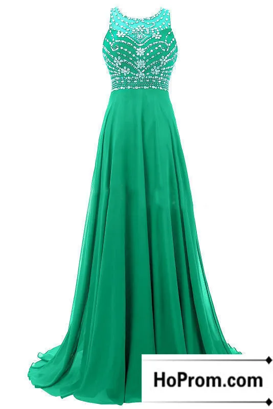 Beading A-Line Sleeveless Prom Dress Evening Dresses