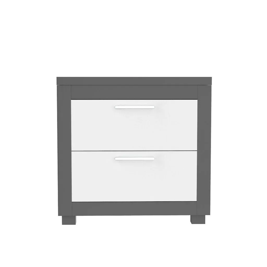 Bedside table - Aria - Dark gray and white