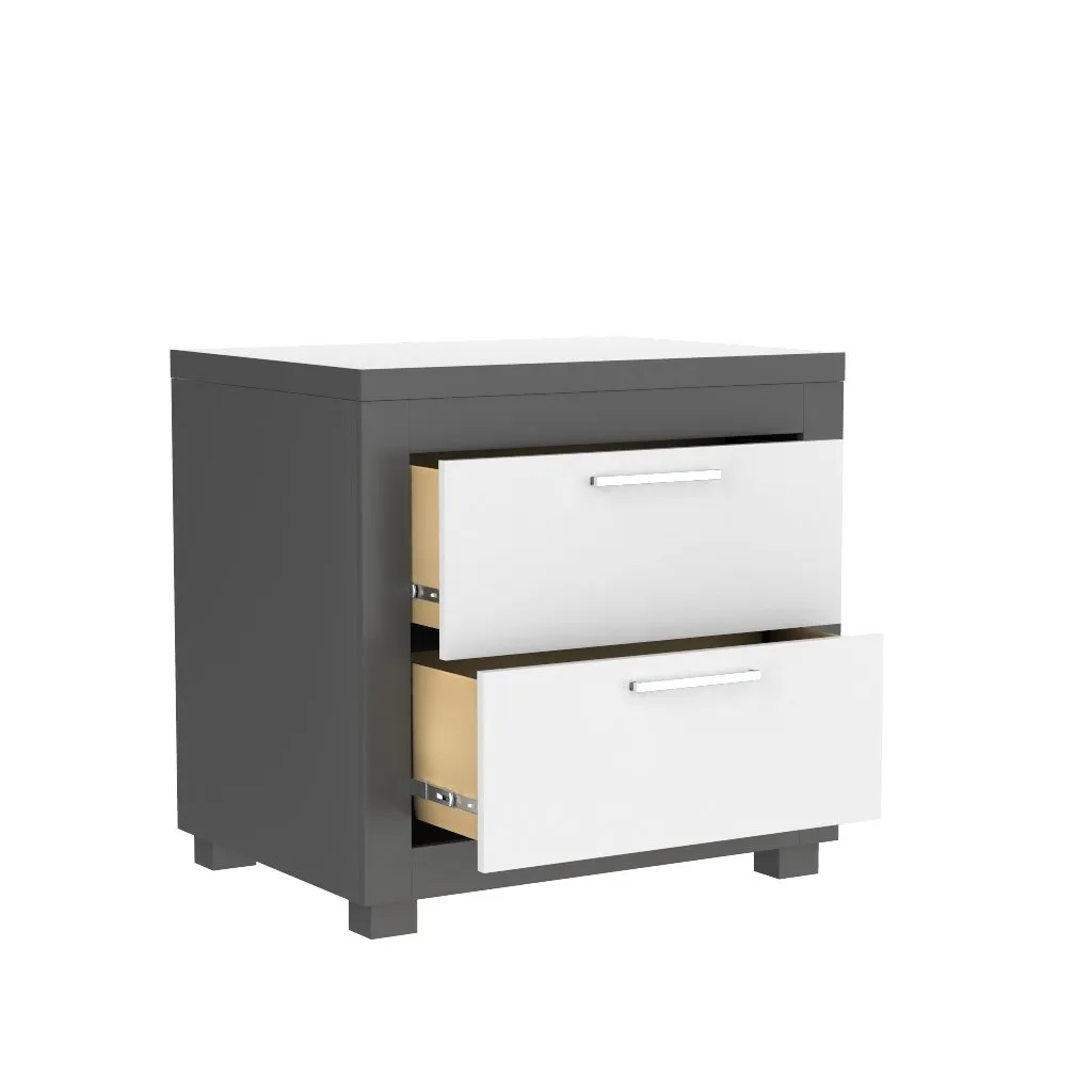 Bedside table - Aria - Dark gray and white