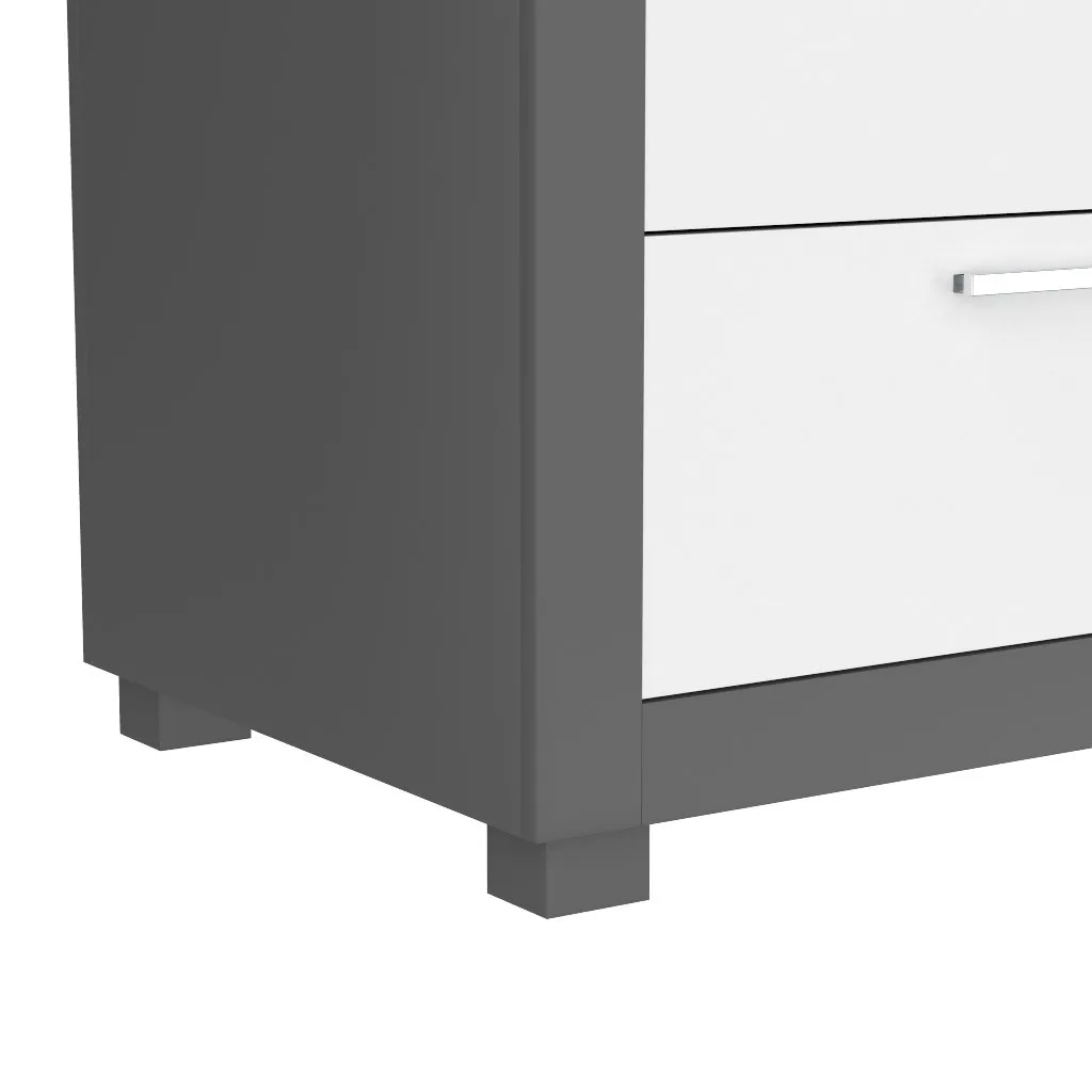 Bedside table - Aria - Dark gray and white