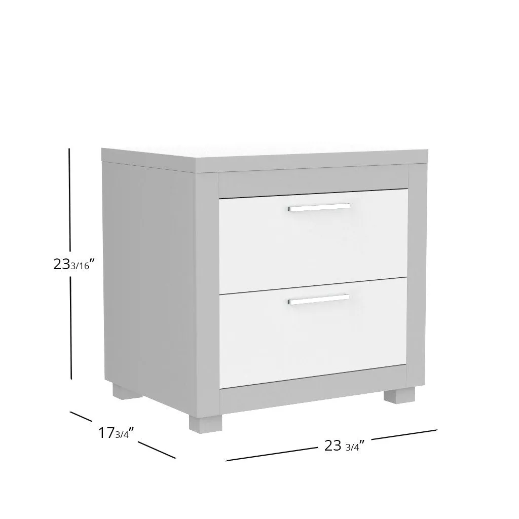 Bedside table - Aria - Gray pale and white