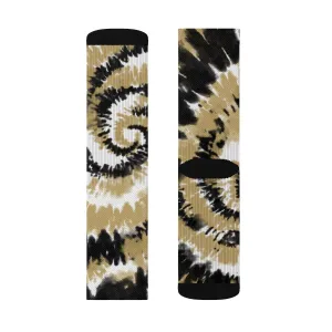 Black & Gold Tie Dye Adult Crew Socks
