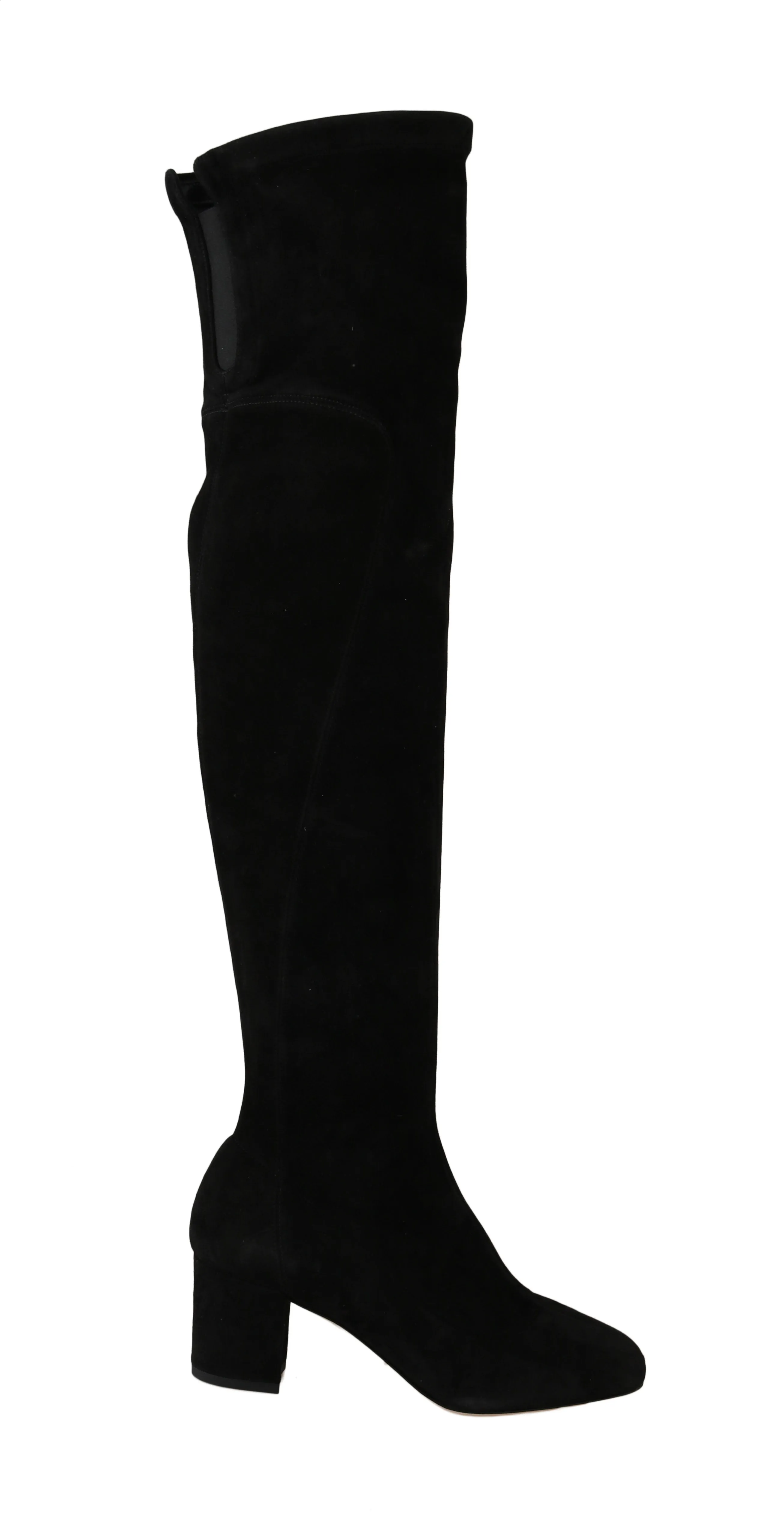 Black Suede Leather Over Knee Boots
