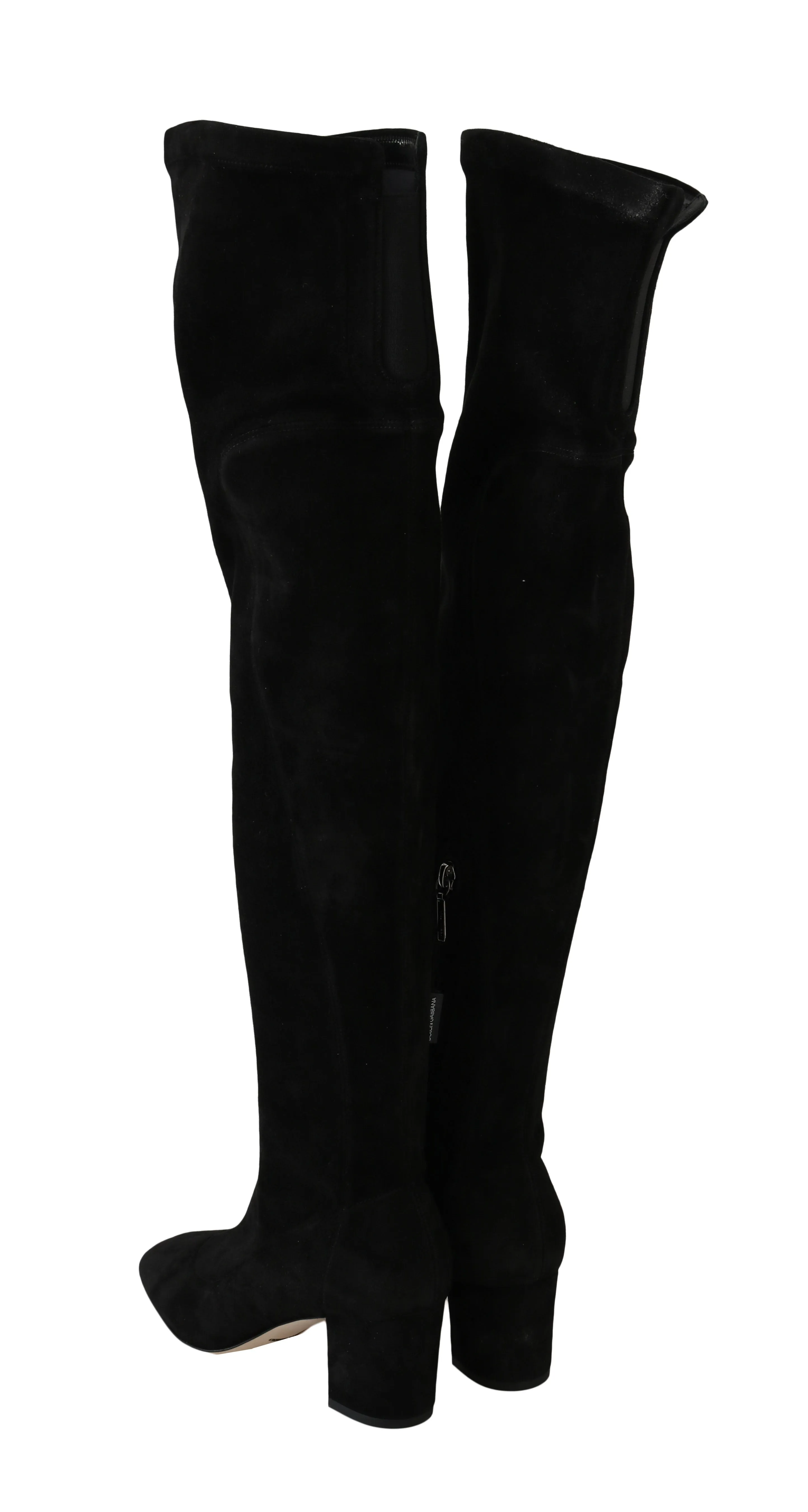 Black Suede Leather Over Knee Boots