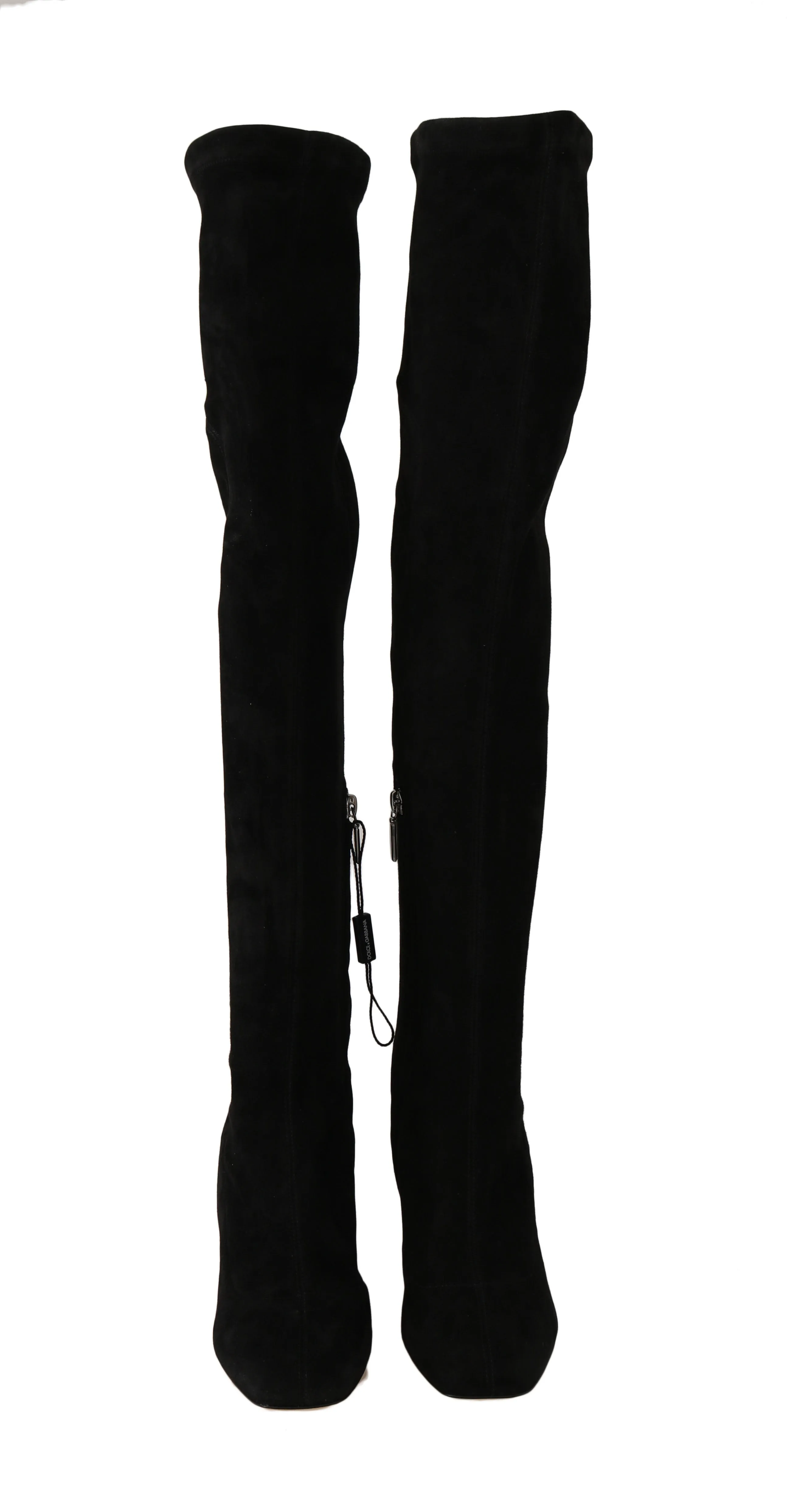 Black Suede Leather Over Knee Boots