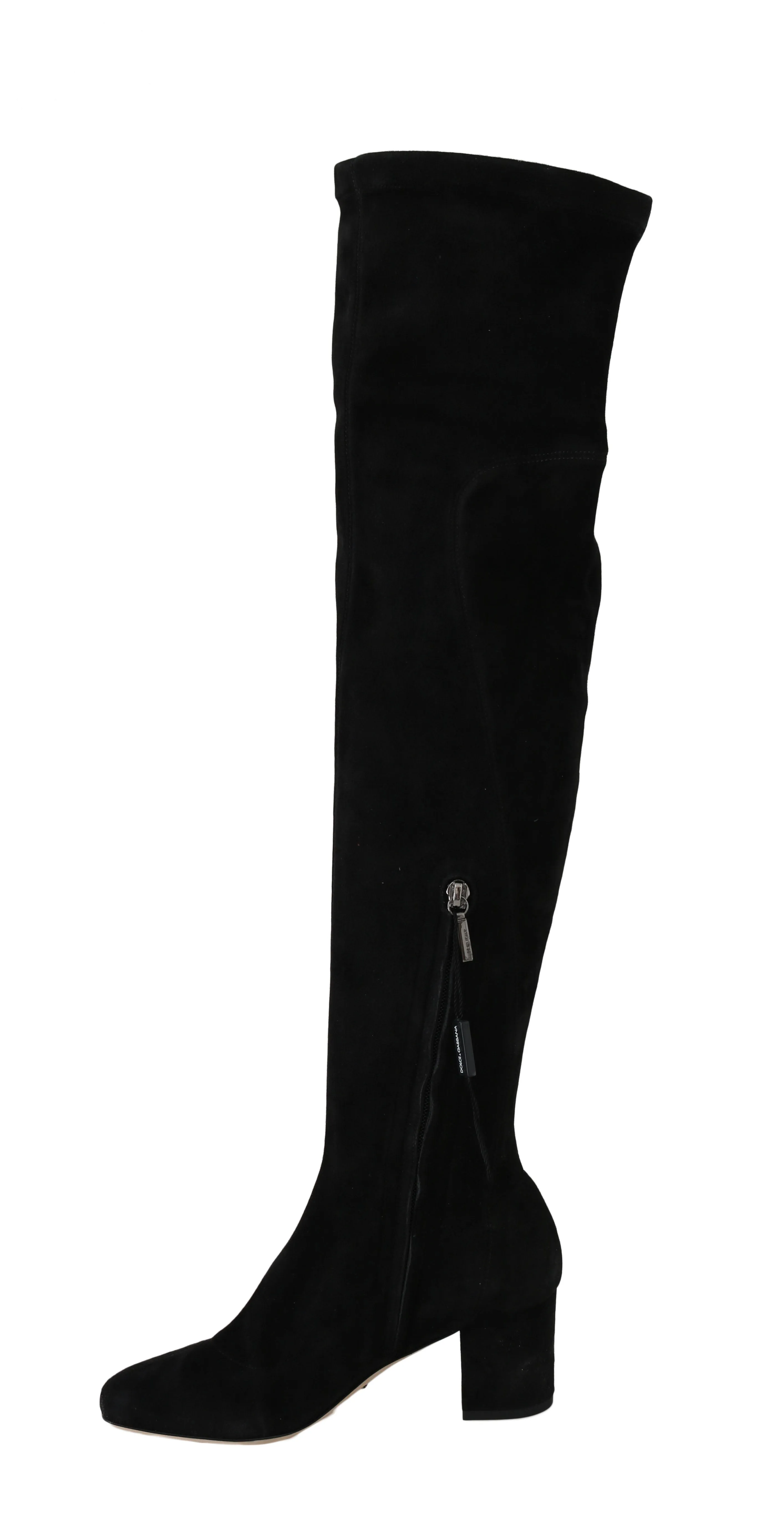 Black Suede Leather Over Knee Boots