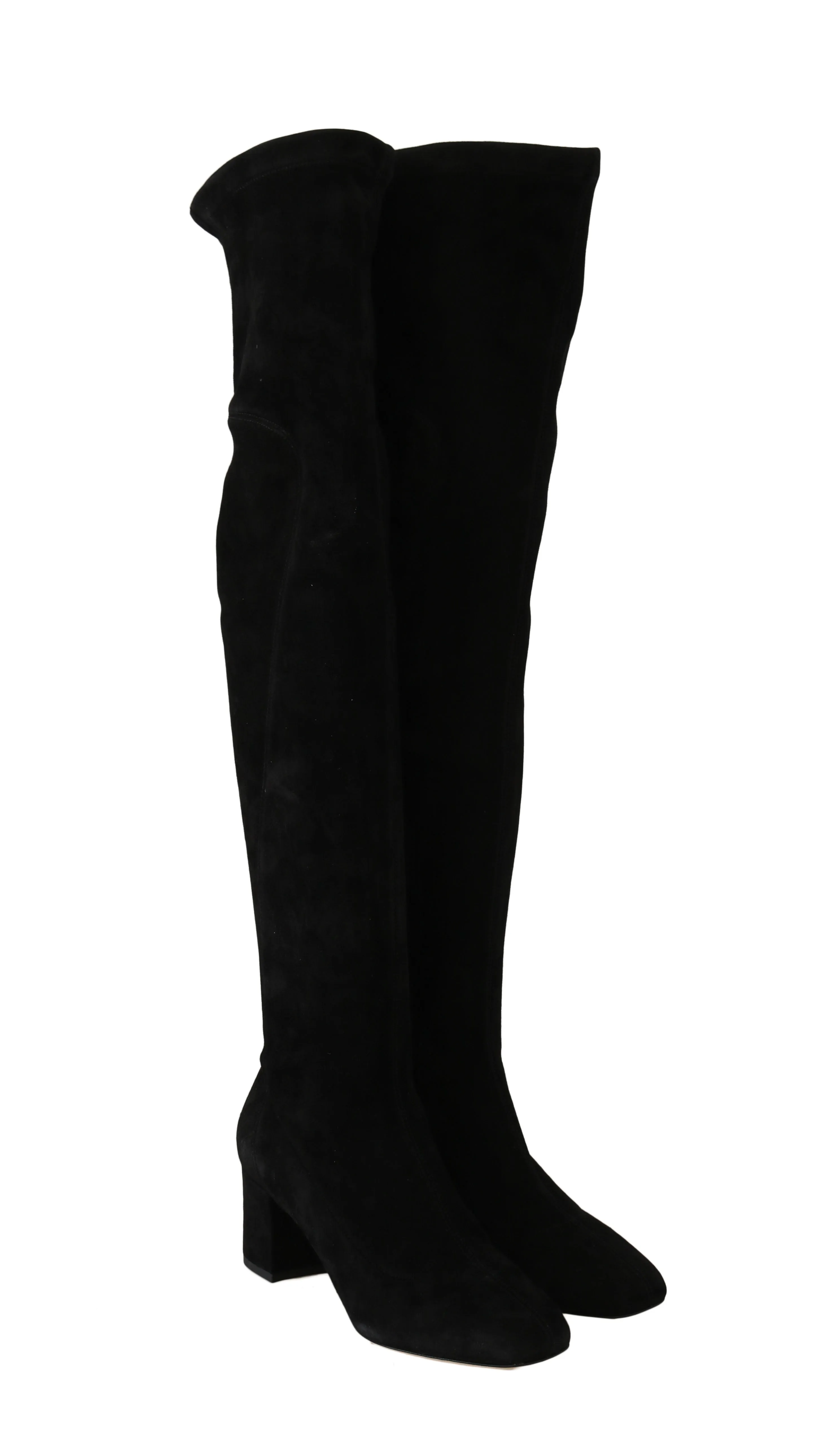 Black Suede Leather Over Knee Boots