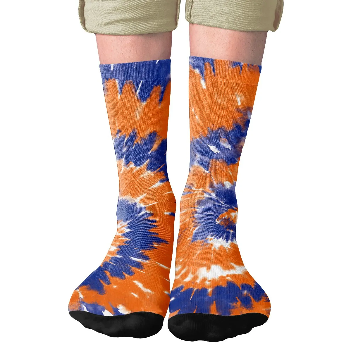 Blue & Orange Tie Dye Adult Crew Socks