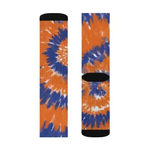 Blue & Orange Tie Dye Adult Crew Socks