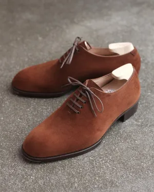 Brown Suede Leather Whole Cut  Oxfords - Formal Shoes