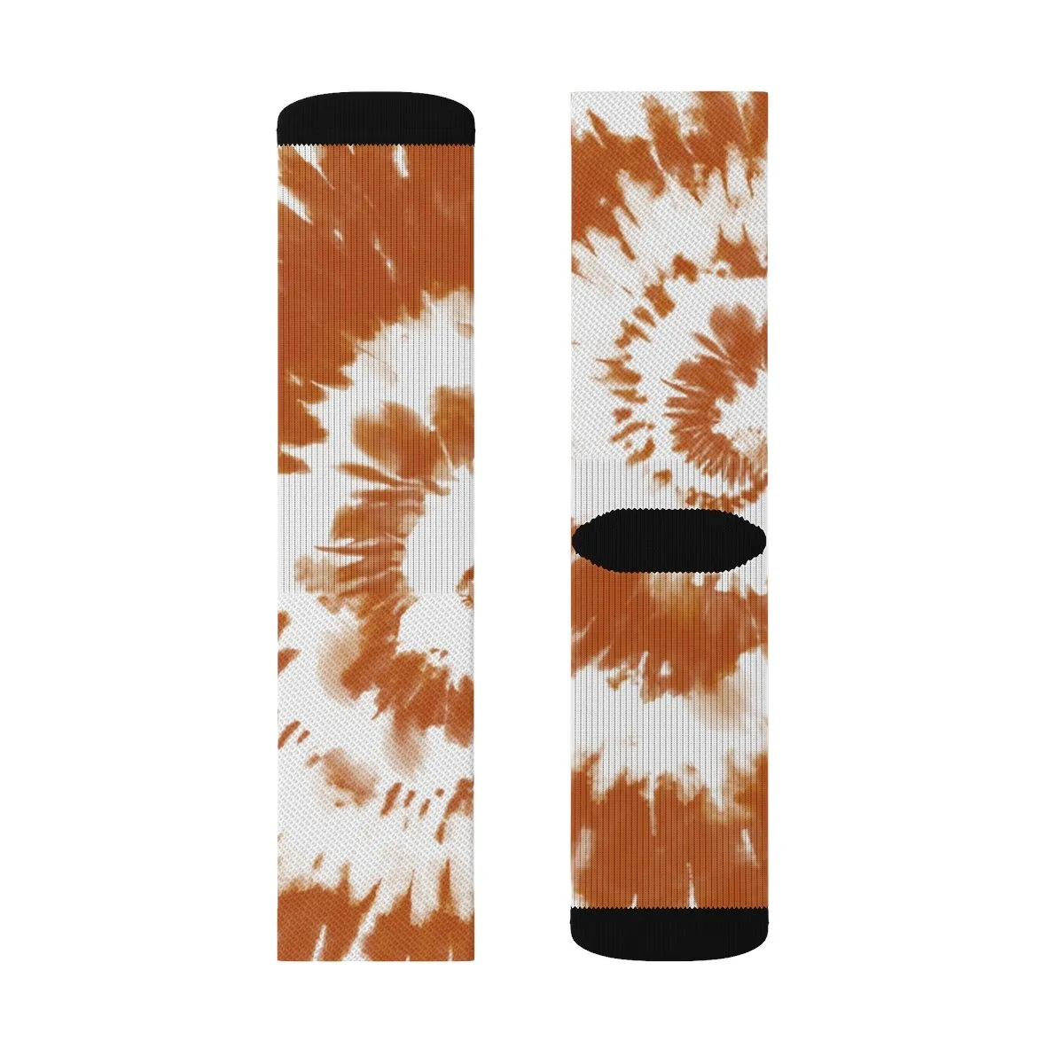 Burnt Orange & White Tie Dye Adult Crew Socks