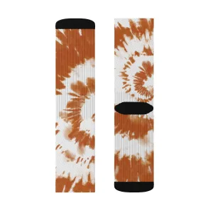 Burnt Orange & White Tie Dye Adult Crew Socks