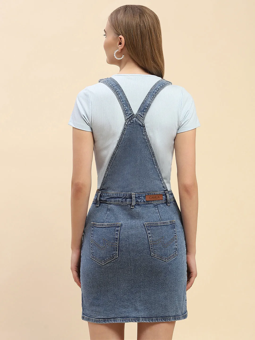 Camla Barcelona Solid Blue Dungaree Skirt