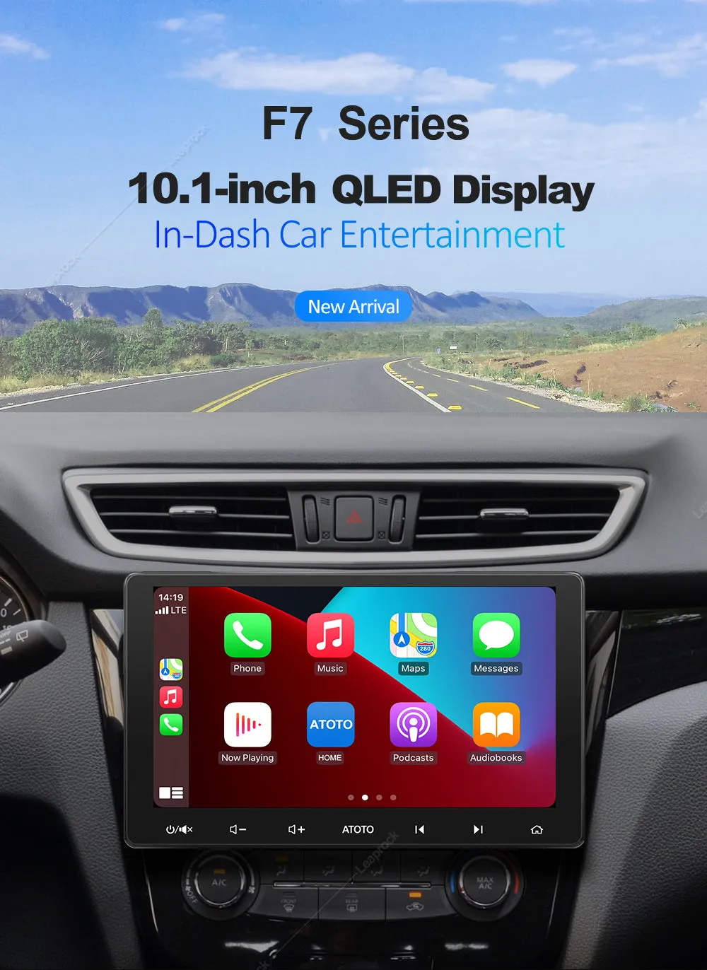 Car Stereo ATOTO F7 XE 10.1 Inch Double Din Wireless CarPlay & Android GPS QLED
